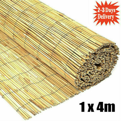4M Slatted Bamboo Fence Screening Roll Natural Slat Panel Privacy Garden Penal