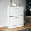2 Drawer Shoe Cabinet Footwear Rack Storage Wooden Cupboard Unit White