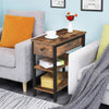 HOOBRO Narrow Side Table 3-Tier End Table with Drawer and 2 Storage Shelves