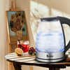 1.8L Electric Glass Kettle Blue LED Illuminated Fast Water Boiler Jug 2000W