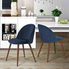 2x Blue Velvet Upholstered Dining Chair With Walnut Legs