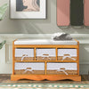 Wooden Storage Bench with Cushion Seat Hallway Wood Shoe Cabinet with 5 Baskets
