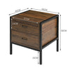 Industrial Wood Cabinet Bedside Table End Side Storage Nightstand Metal Framed