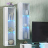 Modern High Gloss & Matt Floating Display Cabinet Wall Shelf Unit LED Lights