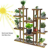 Multiple Tier Vertical Carbonized Wood Plant Stand Stylish Ladder Shelf Balcony