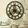 LARGE ROMAN NUMERALS SKELETON WALL CLOCK BIG GIANT OPEN FACE ROUND HOME DECOR UK