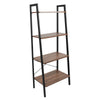 4-Tier Storage Shelves Ladder Bookshelf Industrial Bookcase Unit Rustic Brown