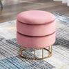 VELVET STORAGE POUFFE FOOTREST ROUND OTTOMAN VANITY DRESSING SEAT STOOL