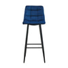 2X Blue Velvet Bar Stools Breakfast Pub Chair Footrest Home Kitchen Chairs New