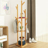 Sturdy Natural Bamboo Tree Garment Clothes Coat Hat Hanger Stand Rack w/ Shelves