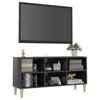 TV Cabinet with Wood Legs Gloss Grey 103.5x30x50 cm Living Room Hot Sale