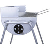 Large Silver Half Barrel BBQ Barbecue Steel Charcoal Grill Outdoor Patio Garden