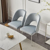 Modern Set of 2 Dining Chair Velvet Upholstered Accent Chair with Metal Legs HT