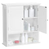 Bathroom Wall-Mounted Cabinet Living Room 4 Tiers Wooden Organizer w/Shelf White