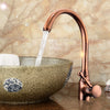 Vintage Brushed Red Copper 360° Swivel Kitchen Sink Tap Basin Faucet Deck