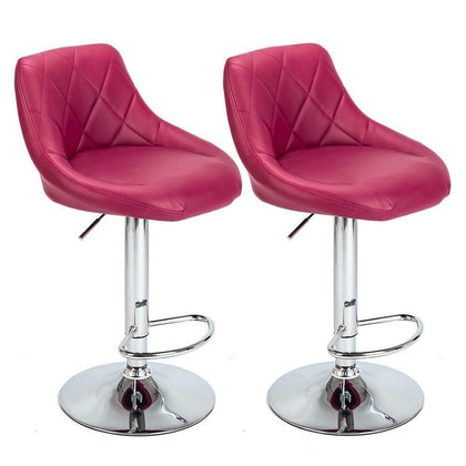 Pair of Bar Stools Height Adjustable Swivel Chair Seat Gas Lift Seat Red UK