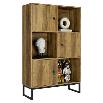 Bookcase Wooden Bookshelf 6 Compartments Standing Storage Cabinet