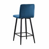 2 Pcs Blue Velvet Bar Chairs High Bar Stools with Backrest & Metal Legs Home Bar