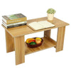 2 Tier Coffee Table Rectangle Wood Living Room Tea Tables with Storage Shelf