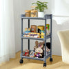 3 Tiers grey Plastic KitchenTrolley Carts With Wheels Bathroom Storage Rack