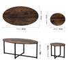 Nesting Coffee Table Industrial Set of 2 End Table Oval Side Table w/Metal Frame