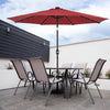 Mondeer 2.7M/3M Garden Parasol Tilt Sun Shade Umbrella 32 LED Light Hand Crank