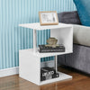 White High Gloss Side Table with RGB LED Light Modern Design Bedroom Living Room