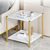 2 Tier Coffee Table Marble Effect Sofa Side End Table Storage Shelf Living Room