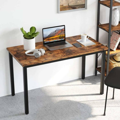 Industrial Style Rustic Metal Frame Wooden Computer Desk Workstation Home Office
