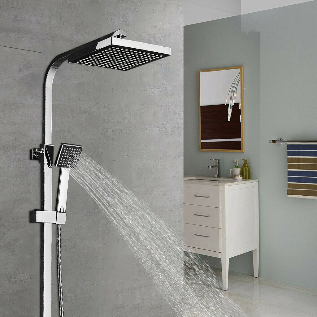 Senlesen 12" Square Rainfall Shower Set - Wall Mounted With Handheld & Mixer
