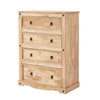 Corona Chest of Drawers Rustic 4 Drawer Mexican Solid Pine Waxed Bedroom Storage