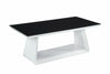 High Gloss Designer White Black Glass Modern Rectangle Coffee Side Table Living