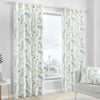 Green Eyelet Curtains Fern Leaf Cotton Ready Made Lined Ring Top Curtain Pairs