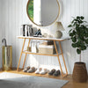 Console Table with Storage 2-Tier White Faux Marble Sofa Table with Open Shelf