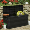 Storage Cushion Box Garden Outdoor Indoor 280L Chest Plastic Furniture BLACK