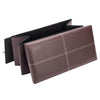 Folding Foldable Ottoman Storage Box Toys Box Leather Bench Seat with Line Brown