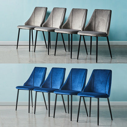 2X Grey/ blue Velvet Dining Chairs Kitchen Dining room Restaurant Chair Family