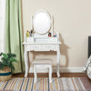 Dressing Table 4 Drawer Mirror Stool Set Makeup Vanity Bedroom White / Black UK