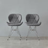 Pair of 2 Computer Desk Chair Faux Leather Fabric Padded Dining Chairs Metal Leg