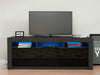 Modern TV Unit Cabinet Stand - Black Matt Body & High Gloss Doors RGB LED Light
