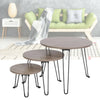 Retro Nest Of 3 End Side Tables Lamp/Coffee Tables Modern Furniture Desk Set UK