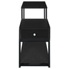Black Single Drawer Small Side Table Ladder Tiered Shelf Bedside Storage Cabinet
