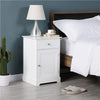 White Bedside Table Bedside Cabinet with Drawer & Door for Bedroom Living Room