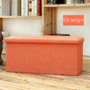 2 SEATER DOUBLE LARGE OTTOMAN FAUX LINEN FOLDING STORAGE TOY BOX POUFFE 4COLOURS