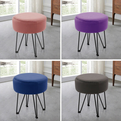 Round Sofa Footstool Ottoman Dressing Table Stool Bedroom Makeup Chair Velvet UK