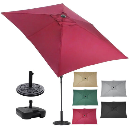 2x3M Garden Parasol Rectangle Umbrella Sun Shade Outdoor Patio Beach Crank Tilt