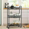 3 Tier Rolling Storage Trolley Utility Cart Kitchen Carts Mesh Basket W/ Wheels