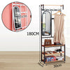 180cm Hat & Coat Stand Wooden Bench Clothes Shoe Rack Hanger Shelf With Mirror