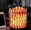 Himalayan Salt Lamp Crystal Rock Chunks Iron Basket Wooden Base Zigzag Shape New