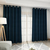 Blue Plain Thermal Blackout Curtains Lined Pencil Pleat/Eyelet Window Blinds x 2